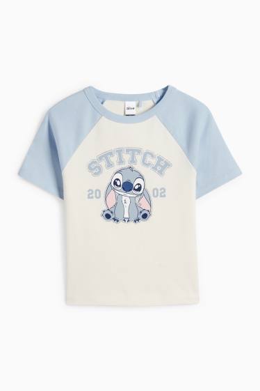 Kinder Mädchen - Lilo & Stitch - Kurzarmshirt - gerippt - weiss