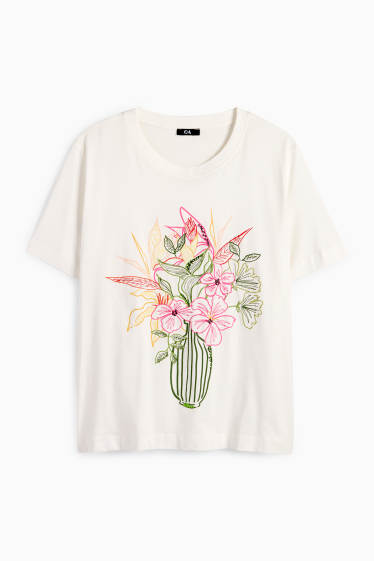 Damen - T-Shirt - Regular Fit - weiß
