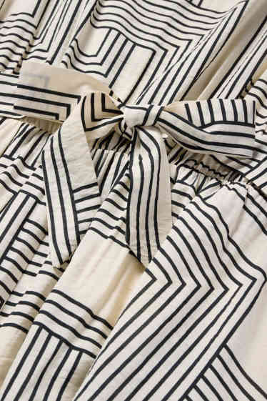 Dames - Fit & flare-jurk - met patroon - wit / zwart