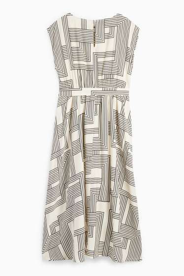 Dames - Fit & flare-jurk - met patroon - wit / zwart