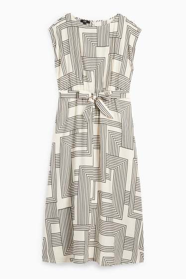 Dames - Fit & flare-jurk - met patroon - wit / zwart
