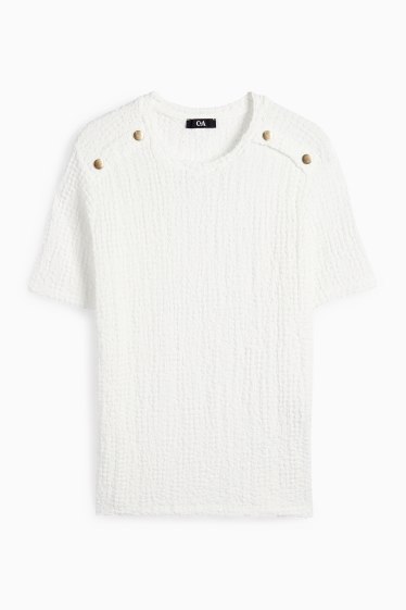 Dames - T-shirt - regular fit - met structuur - wit