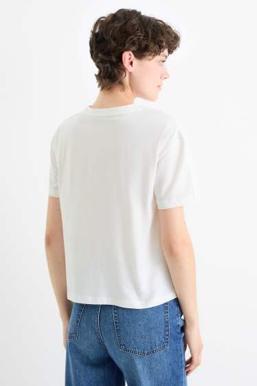 Dámské - Tričko - regular fit - s lesklou aplikací - bílá