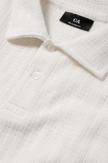 Men - Knitted polo shirt - cremewhite