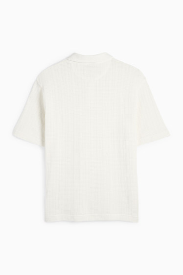 Men - Knitted polo shirt - cremewhite
