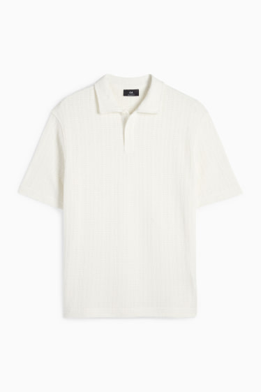 Men - Knitted polo shirt - cremewhite