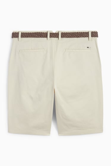 Men - Shorts with belt - light beige