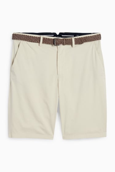 Men - Shorts with belt - light beige