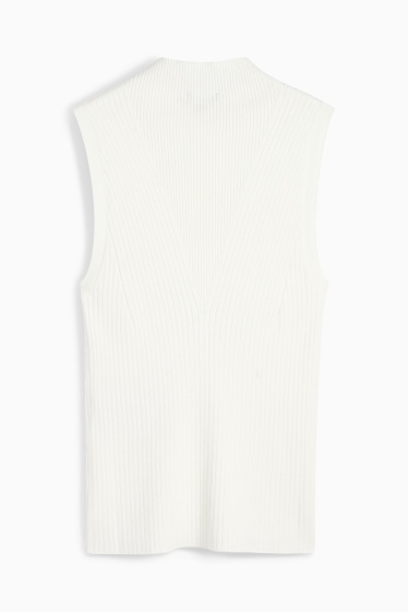 Damen - Rollkragentop - gerippt - weiss
