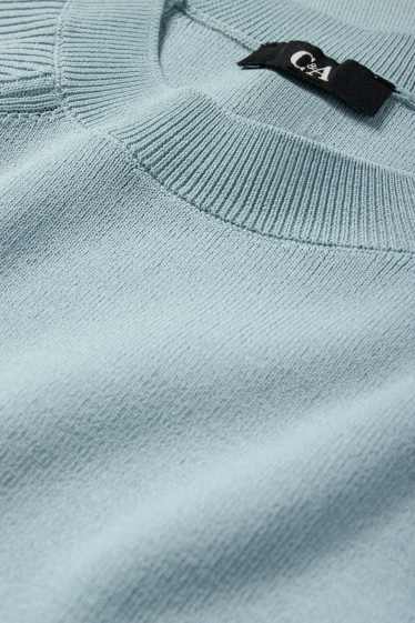 Damen - Strickpullover - kurzarm - hellblau