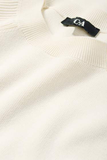Women - Knitted jumper - short sleeve - cremewhite