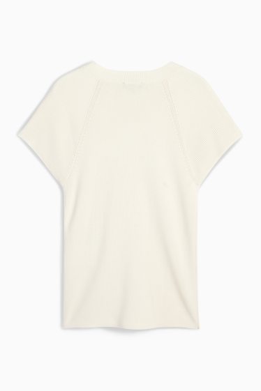 Women - Knitted jumper - short sleeve - cremewhite