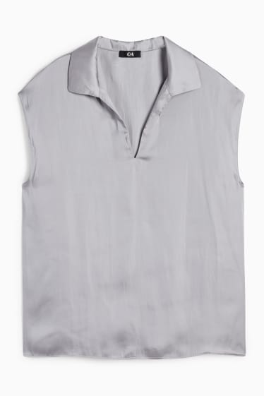 Damen - Satin-Blusentop - grau