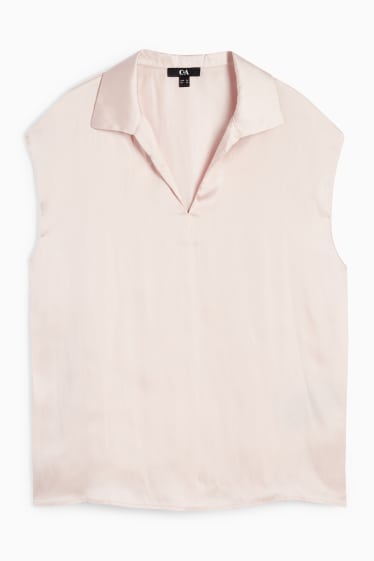 Damen - Satin-Blusentop - rosa