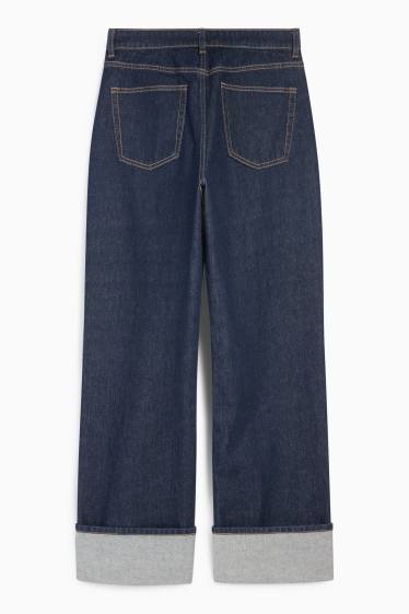 Damen - Baggy Jeans - Mid Waist - dunkeljeansblau