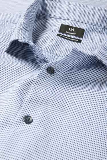 Herren - Hemd - Regular Fit - Cutaway - bügelfrei - Minimal-Print - blau