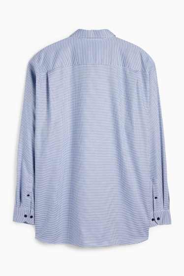 Herren - Hemd - Regular Fit - Cutaway - bügelfrei - Minimal-Print - blau