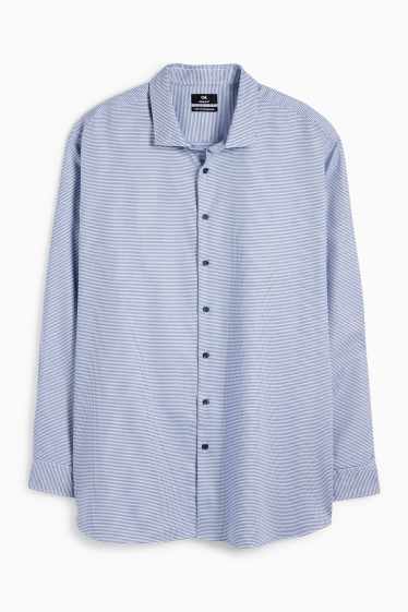 Herren - Hemd - Regular Fit - Cutaway - bügelfrei - Minimal-Print - blau