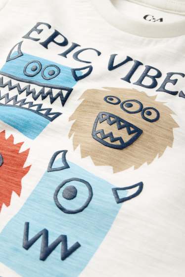 Kinder Buben - Monster - Kurzarmshirt - weiß