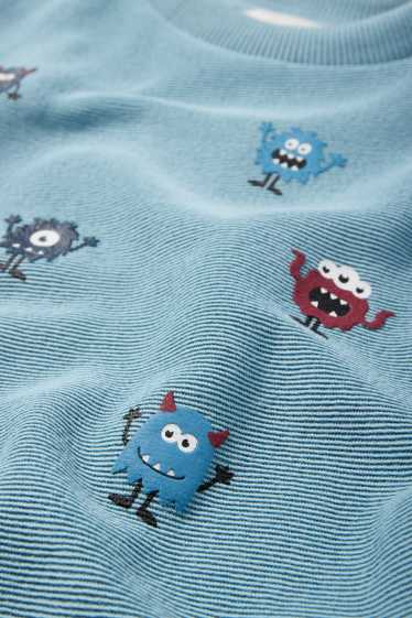 Kinderen: jongens - Monster - sweatshirt - geribd - turquoise