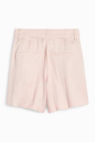 Dames - Korte broek met riem - high waist - roze