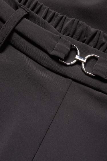 Femei - Pantaloni din jerseu - talie înaltă - wide leg - negru