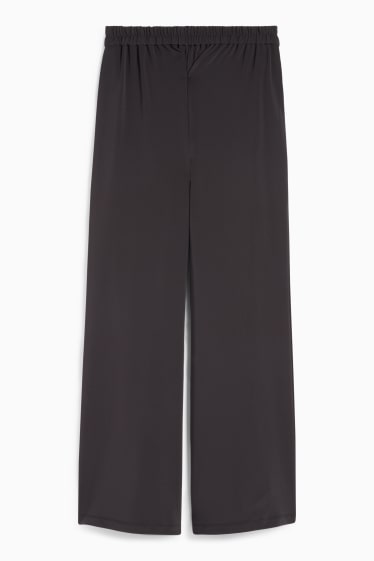 Femei - Pantaloni din jerseu - talie înaltă - wide leg - negru