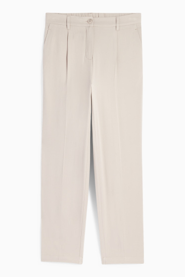 Women - Cloth trousers - high waist - tapered fit - light beige
