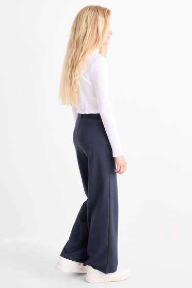 Kinderen: meisjes - Pantalon met riem - donkerblauw