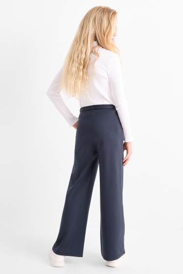 Kinderen: meisjes - Pantalon met riem - donkerblauw