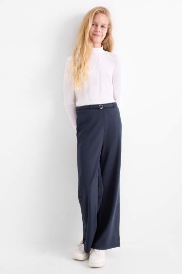 Kinderen: meisjes - Pantalon met riem - donkerblauw