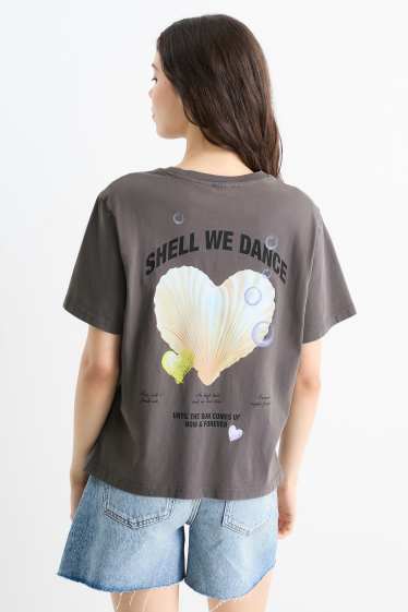 Women - T-shirt - oversized - dark gray
