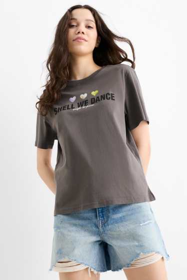 Women - T-shirt - oversized - dark gray