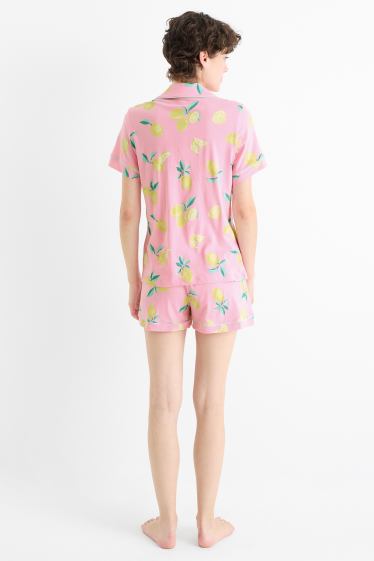 Damen - Shorty-Pyjama - gemustert - pink
