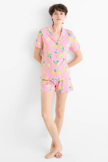 Damen - Shorty-Pyjama - gemustert - pink