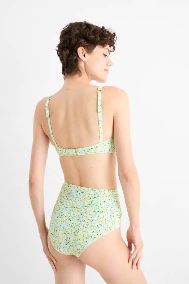 Damen - Bikini-Hose - High Waist - LYCRA® XTRA LIFE™ - geblümt - mintgrün