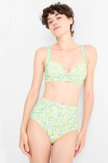 Damen - Bikini-Hose - High Waist - LYCRA® XTRA LIFE™ - geblümt - mintgrün