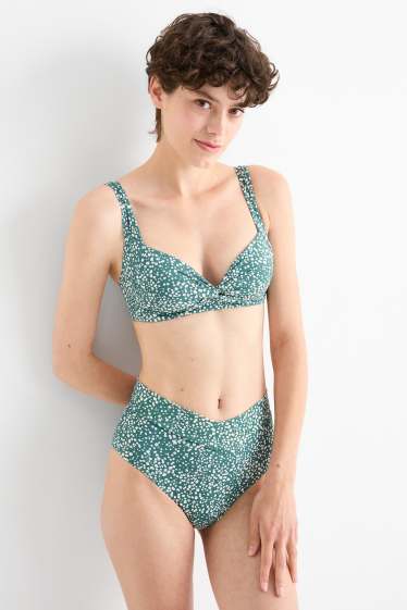 Dames - Bikinibroek - high waist - LYCRA® XTRA LIFE™ - met stippen - groen