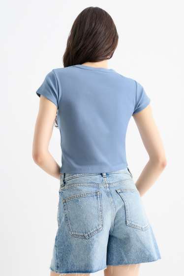 Damen - Crop T-Shirt - Glücksbärchis - blau