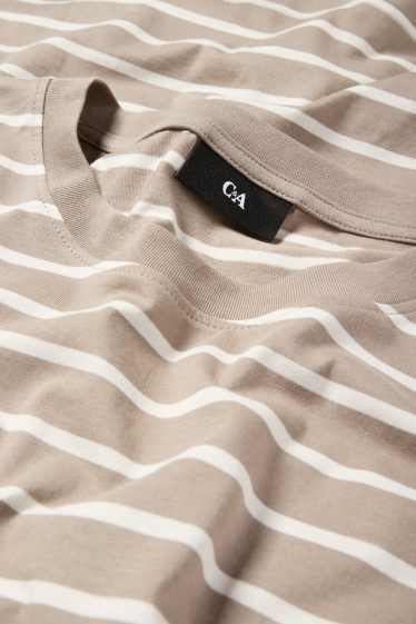 Hommes - T-shirt - regular fit - à rayures - taupe