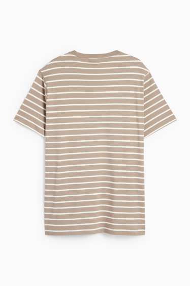 Hommes - T-shirt - regular fit - à rayures - taupe