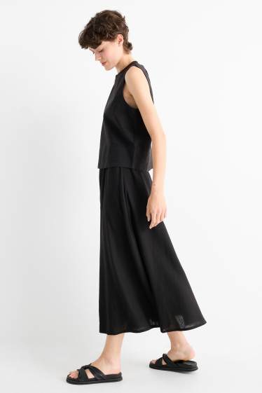 Dames - Rok - linnenmix - zwart