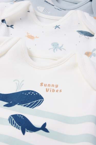 Baby Boys - Multipack of 3 - sea creatures - baby bodysuit - light blue