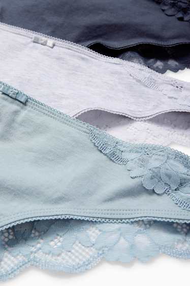 Damen - Multipack 3er - String - blau