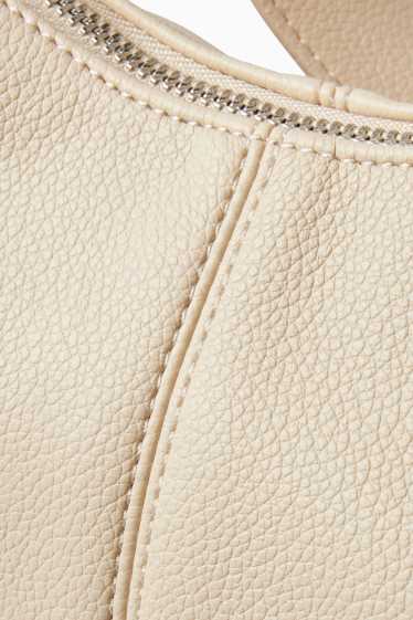 Damen - Schultertasche - Lederimitat - beige