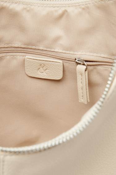 Damen - Schultertasche - Lederimitat - beige