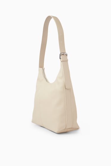 Damen - Schultertasche - Lederimitat - beige