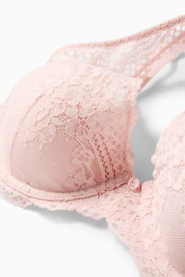 Dames - BH met beugels - PLUNGE - voorgevormd - roze