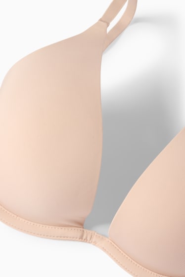 Dames - BH met beugels - PLUNGE - voorgevormd - licht beige