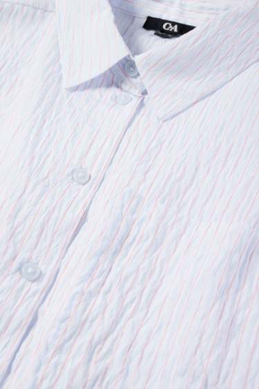 Dames - Blouse - gestreept - lichtblauw